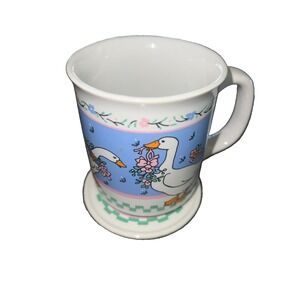 Vintage 80-90s Geese Mug & Coaster/Lid Set Giftco Floral New In Original Box